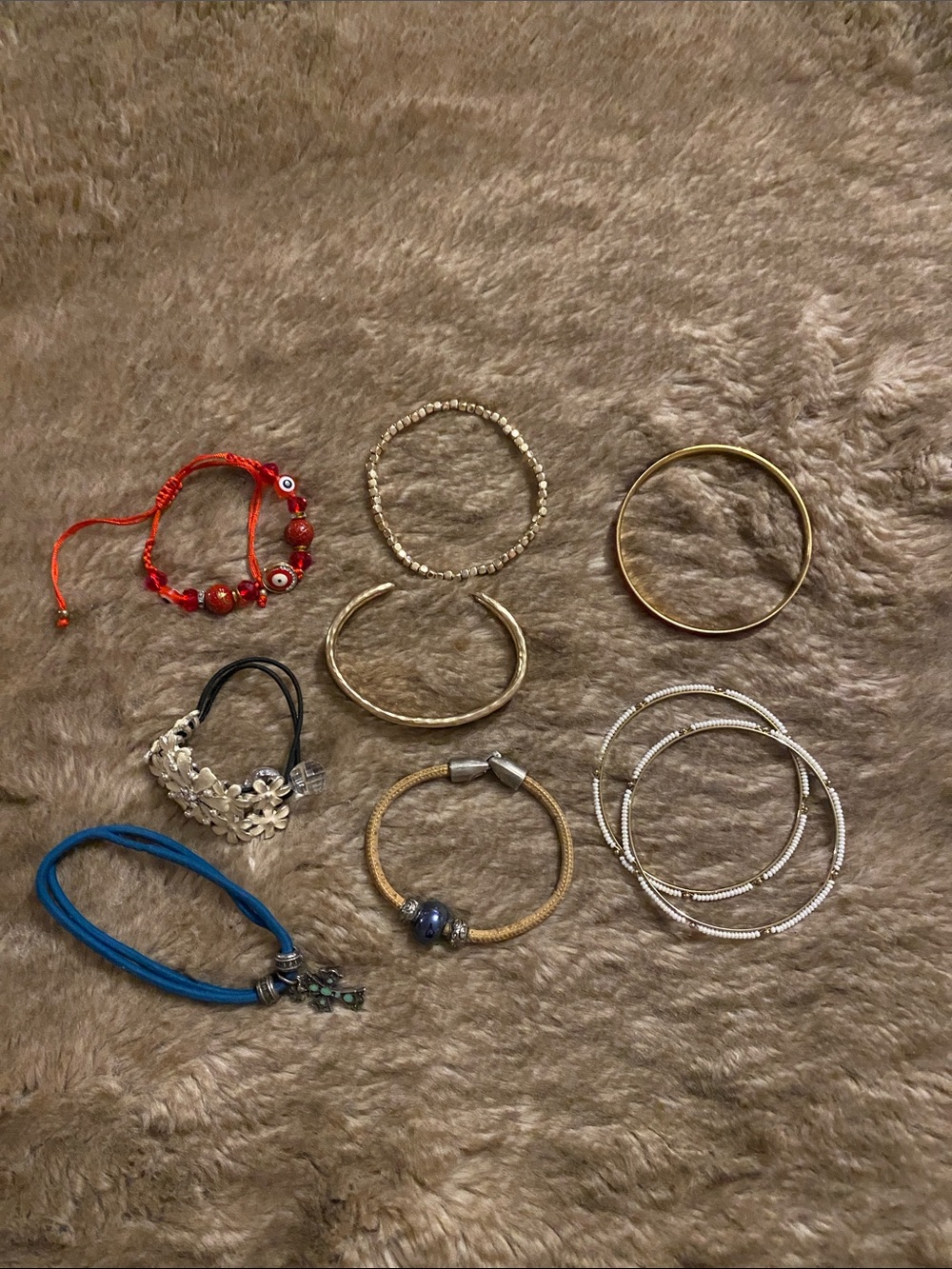 Mixed Women's Bracelet Set - Gold, Silver, Red, Blue, Black